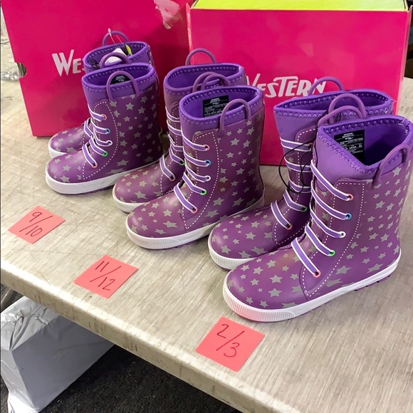 NWT Girls Western Chief Purple And Stars Rainboot - Picture 5 of 5